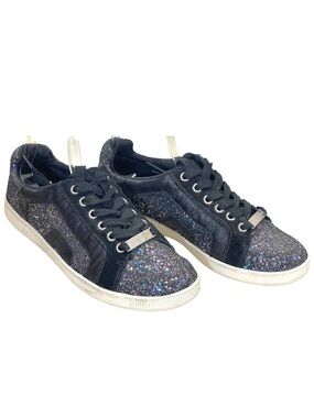 Juicy Couture Darien Black Glitter Sparkle Sneakers Lace Up Shoes Women’s 9M